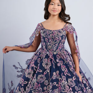 Girls Glitter Print Gown by Tiffany Princess 13794