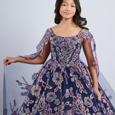Girls Glitter Print Gown by Tiffany Princess 13794