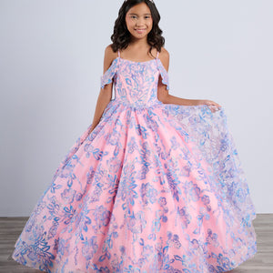 Girls Glitter Print Gown by Tiffany Princess 13794