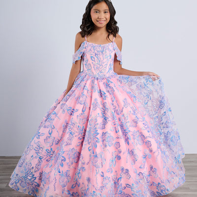 Girls Glitter Print Gown by Tiffany Princess 13794