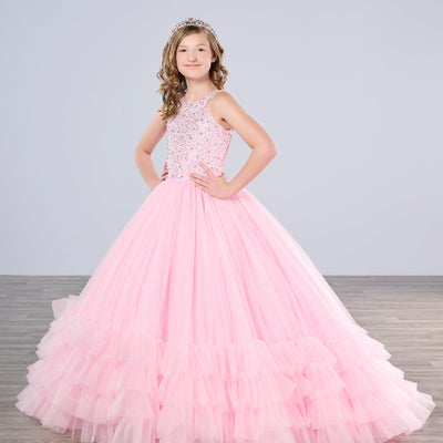 Girls Ruffled  Halter Gown by Tiffany Princess 13795