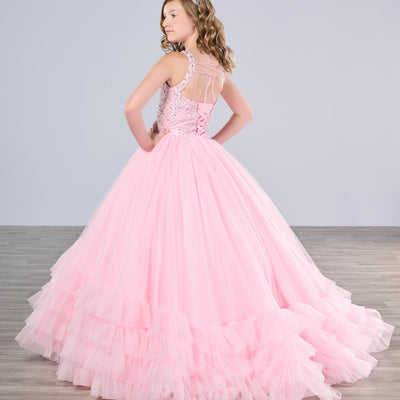 Girls Ruffled  Halter Gown by Tiffany Princess 13795