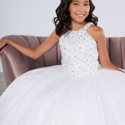 Girls Ruffled  Halter Gown by Tiffany Princess 13795