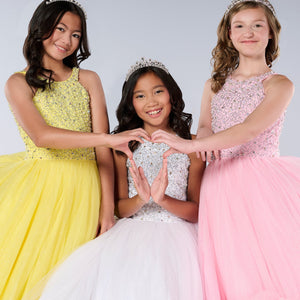 Girls Ruffled  Halter Gown by Tiffany Princess 13795