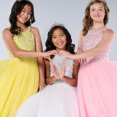 Girls Ruffled  Halter Gown by Tiffany Princess 13795