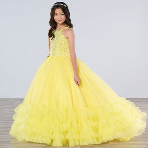Girls Ruffled  Halter Gown by Tiffany Princess 13795