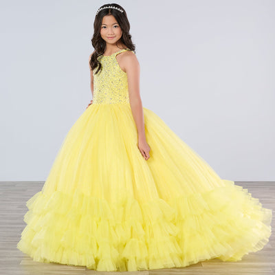 Girls Ruffled  Halter Gown by Tiffany Princess 13795