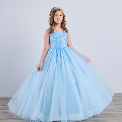 Girls Beaded Sleeveless Gown by Tiffany Princess 13796
