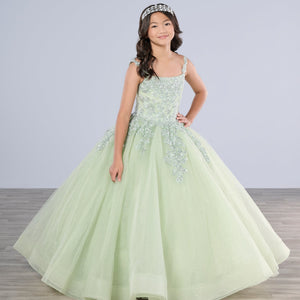 Girls Applique Sleeveless Gown by Tiffany Princess 13799