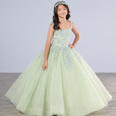 Girls Applique Sleeveless Gown by Tiffany Princess 13799