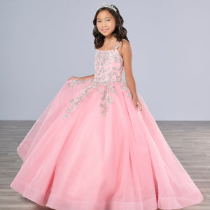 Girls Applique Sleeveless Gown by Tiffany Princess 13799