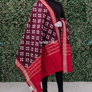 Wine Pasapali Theme Pure Sambalpuri Silk Dupatta