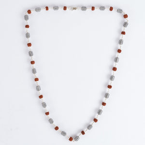 Rudraksha Silver Mala (Oval Beads)