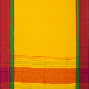 Yellow Woven Bengal Cotton Saree With Red Border