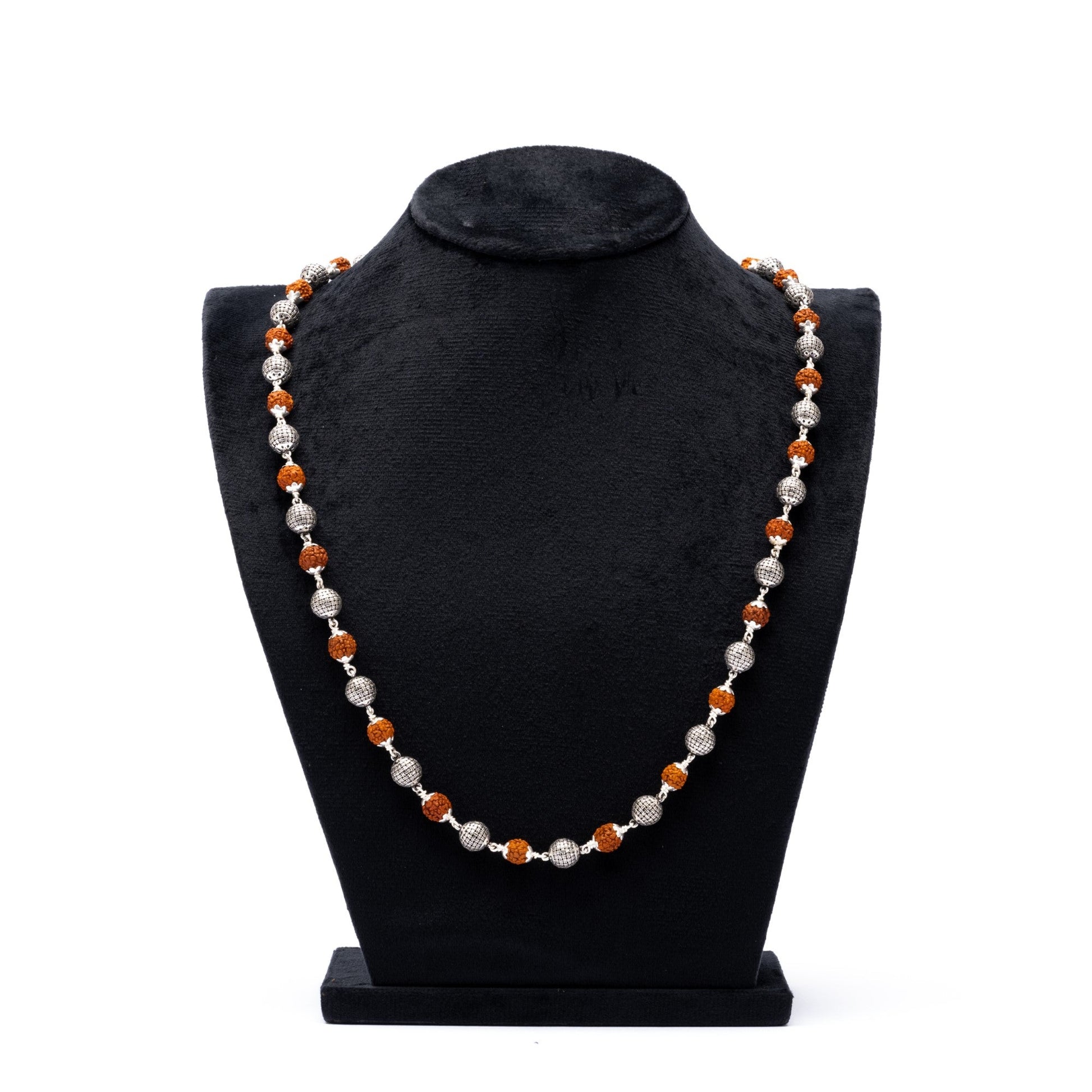 Rudraksha Silver Mala (Spherical Beads)
