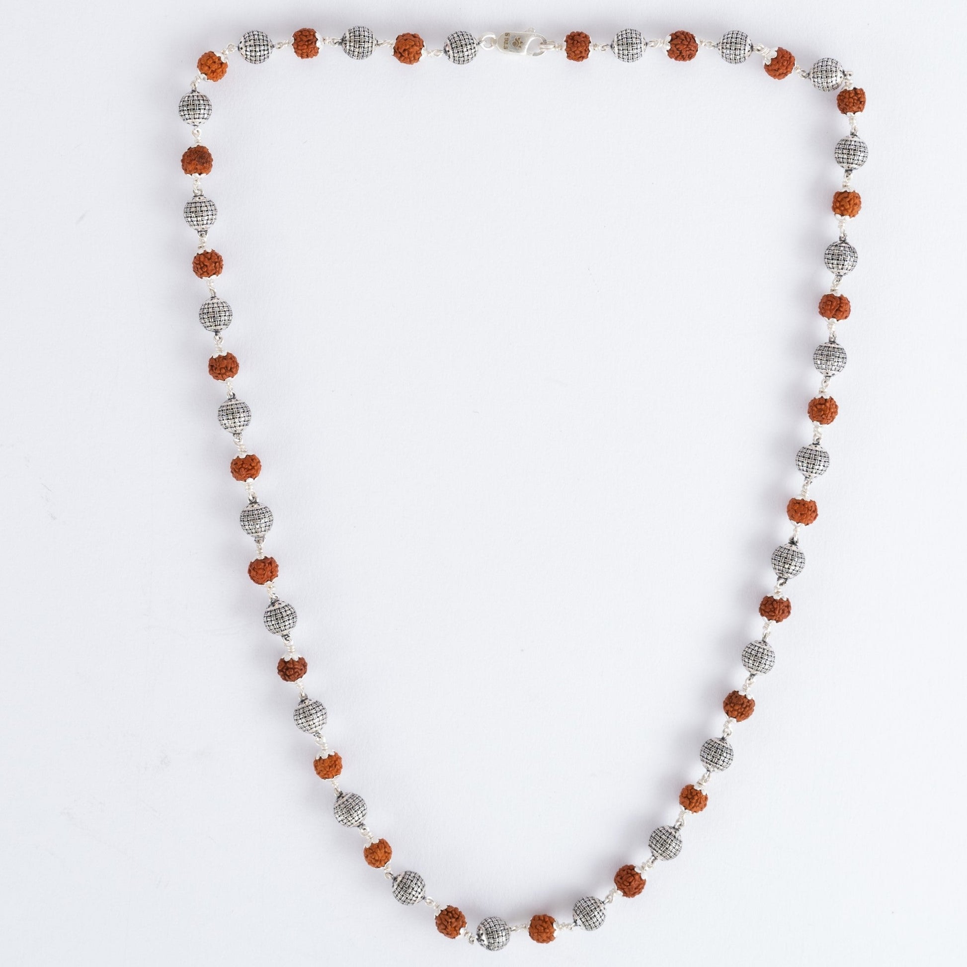 Rudraksha Silver Mala (Spherical Beads)