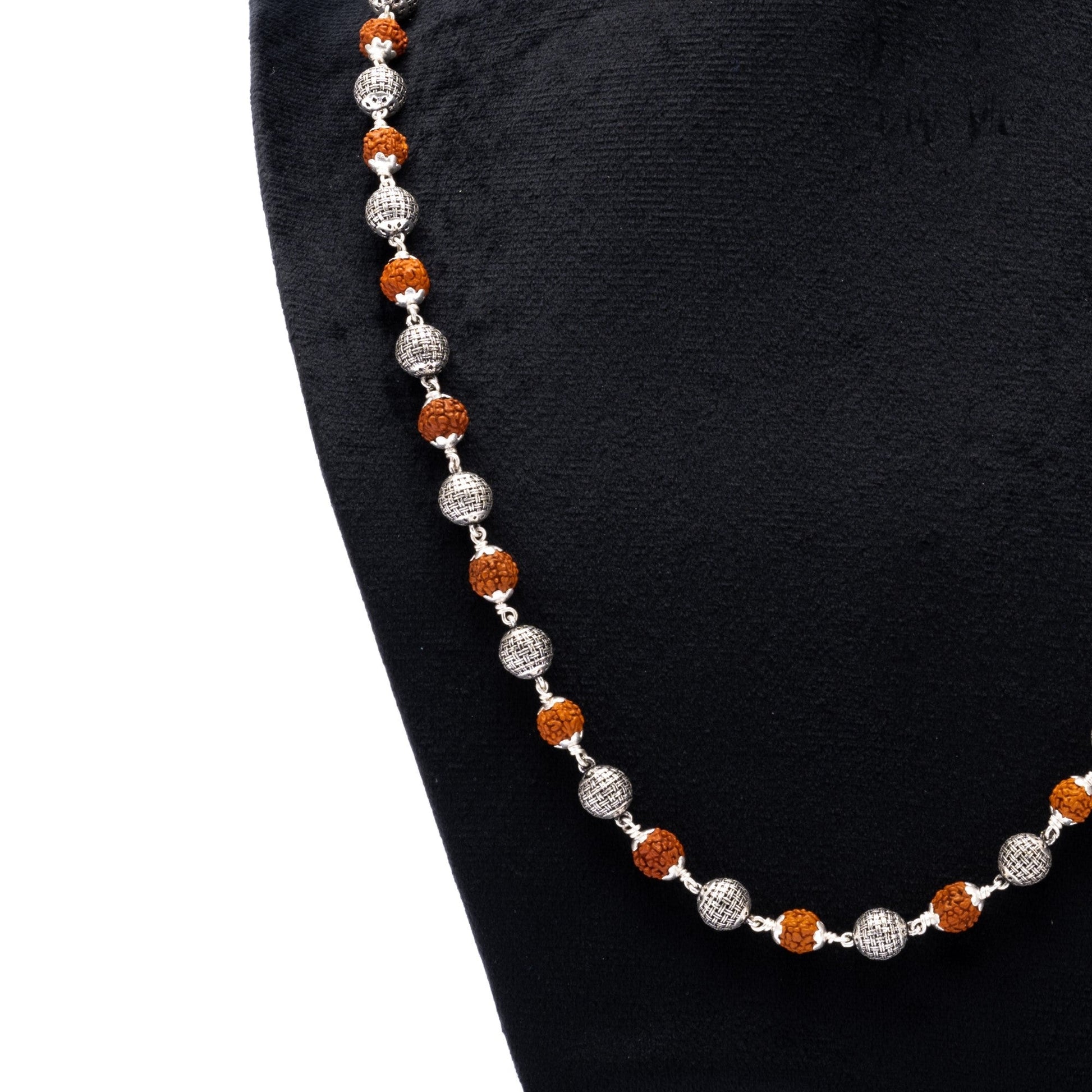 Rudraksha Silver Mala (Spherical Beads)