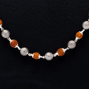 Rudraksha Silver Mala (Spherical Beads)