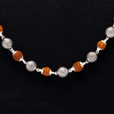 Rudraksha Silver Mala (Spherical Beads)