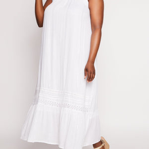 Plus Size Gauze Knit Lurex Striped Maxi Dress