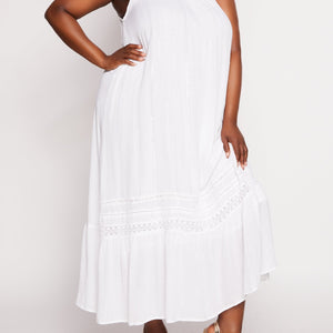 Plus Size Gauze Knit Lurex Striped Maxi Dress