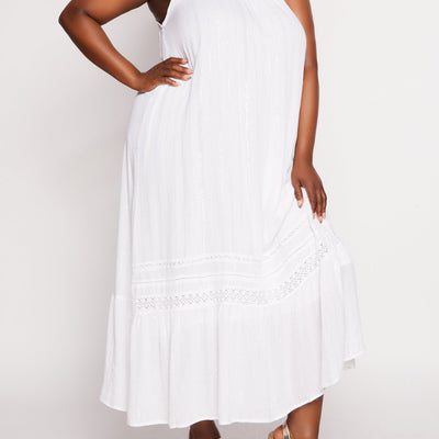 Plus Size Gauze Knit Lurex Striped Maxi Dress
