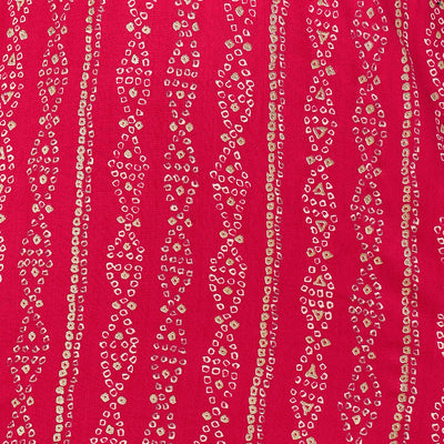 Bandhej Printed & Embroidered Kurta - Hot Pink