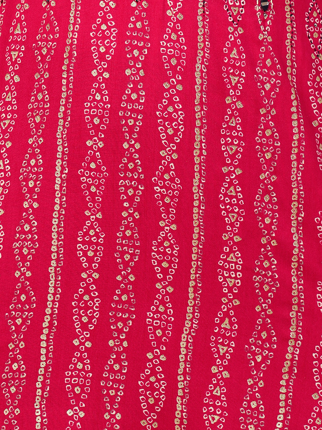 Bandhej Printed & Embroidered Kurta - Hot Pink