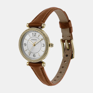 Carlie Women Quartz Silver Dial Analog Leather Watch ES5297