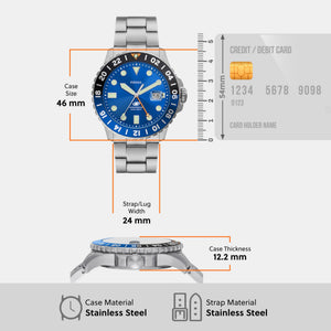 Fossil Blue GMT Men GMT Blue Dial Analog Stainless Steel Watch FS5991