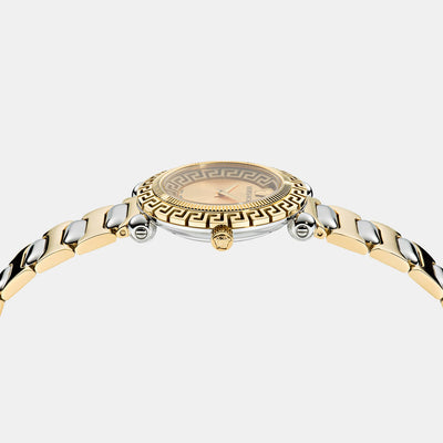 Greca Women Quartz Gold Dial Analog Stainless Steel Watch VE6I00423