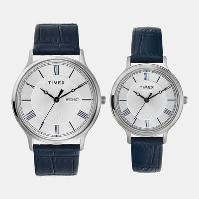 Classics Couple Quartz Silver Dial Analog Leather Watch TW00PR298