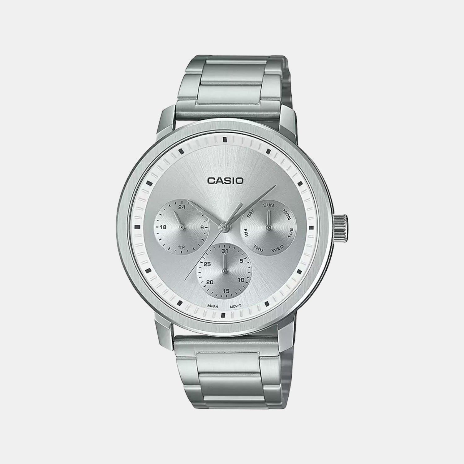 Enticer Men Quartz Silver Dial Chronograph Stainless Steel Watch A1935