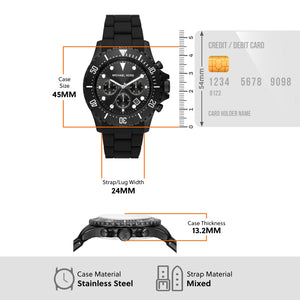 Everest Men Quartz Black Dial Chronograph Silicone Watch MK8980