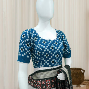 Navy Blue Pasapali Odisha Ikat Sambalpuri Cotton Blouse