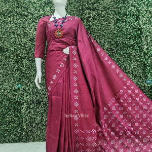 Magenta Pink Border Pasapali Designer Contemporary Saree