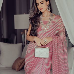 Sophia Dusty Pink Leheriya Pure Chiffon Saree