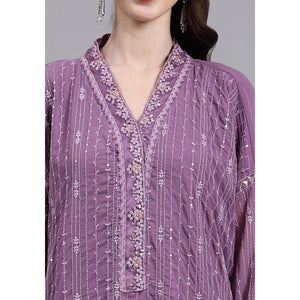Light Purple Embellished With Embroidered Georgette Pakistani Suit