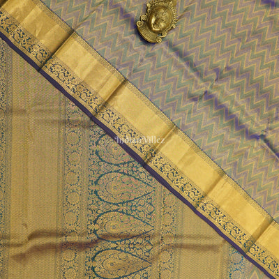 Blue Dual Tone Pure Kanjivaram Silk Saree