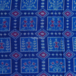 Dark Blue Tribal Theme Sambalpuri Ikat Cotton Fabric