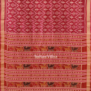 Maroon Tribal Odisha Ikat Contemporary Silk Saree
