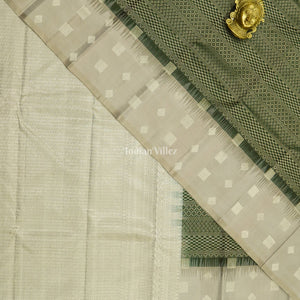 Bottle Green With Grey Pure Kanjivaram Silk Saree