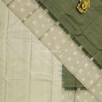 Bottle Green With Grey Pure Kanjivaram Silk Saree