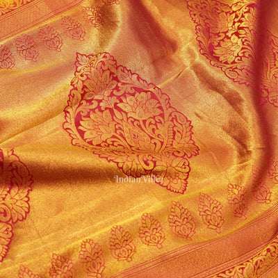 Parrot Green Golden Body Work Pure Kanjivaram Silk Saree