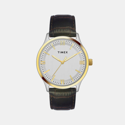Classics Men Quartz Silver Dial Analog Leather Watch TW0TG6522