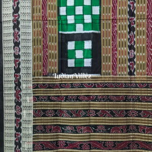 Green Black Odisha Ikat Pasapali Bichitrapuri Silk Saree
