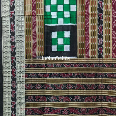 Green Black Odisha Ikat Pasapali Bichitrapuri Silk Saree
