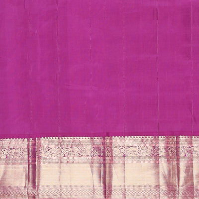 Green floral buttas silk saree with contrast border of muthu, manga , kuyil kann design & floral zari design pallu