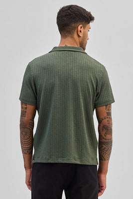 Olive Textured Cuban T-Shirt