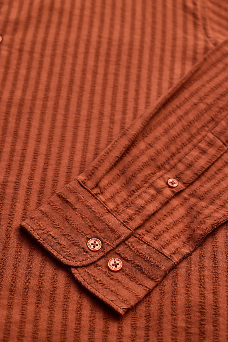 Rust Stripes Slim Fit Shirt